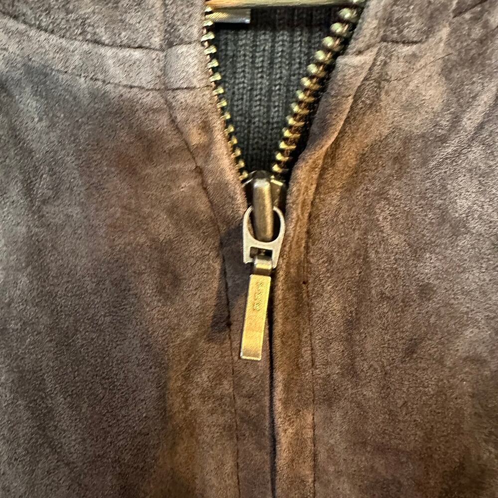 Pendleton Brown Leather & Merino Wool Jacket SZ LARGE Full Zip Knit Classic Coat - Picture 4 of 11